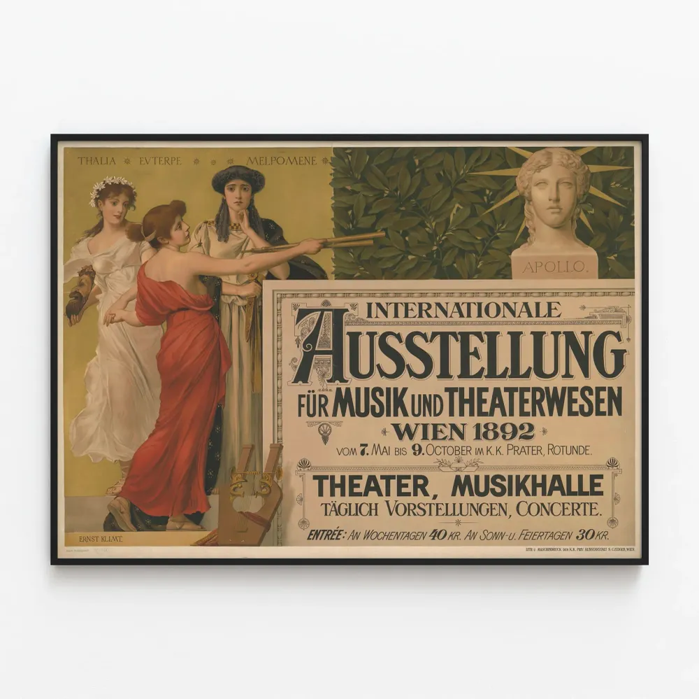 Affiche vintage Internationale Ausstellung Musique et Théâtre Vienne 1892