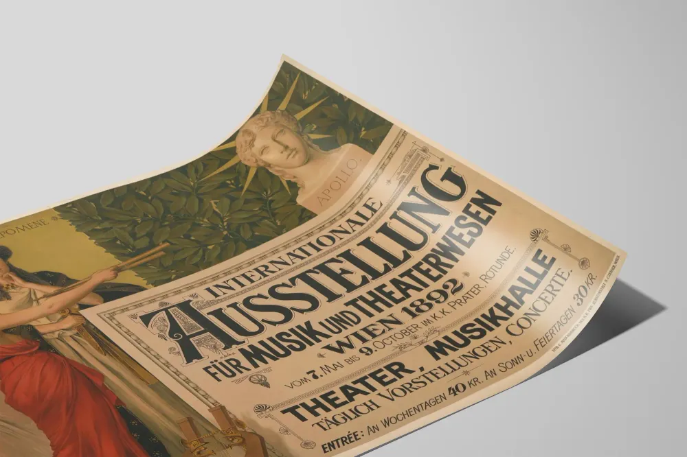 Affiche vintage Internationale Ausstellung Musique et Théâtre Vienne 1892