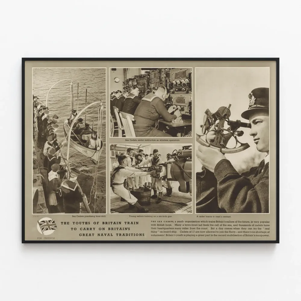 Affiche vintage : Jeunes Cadets de la Marine Britannique en formation