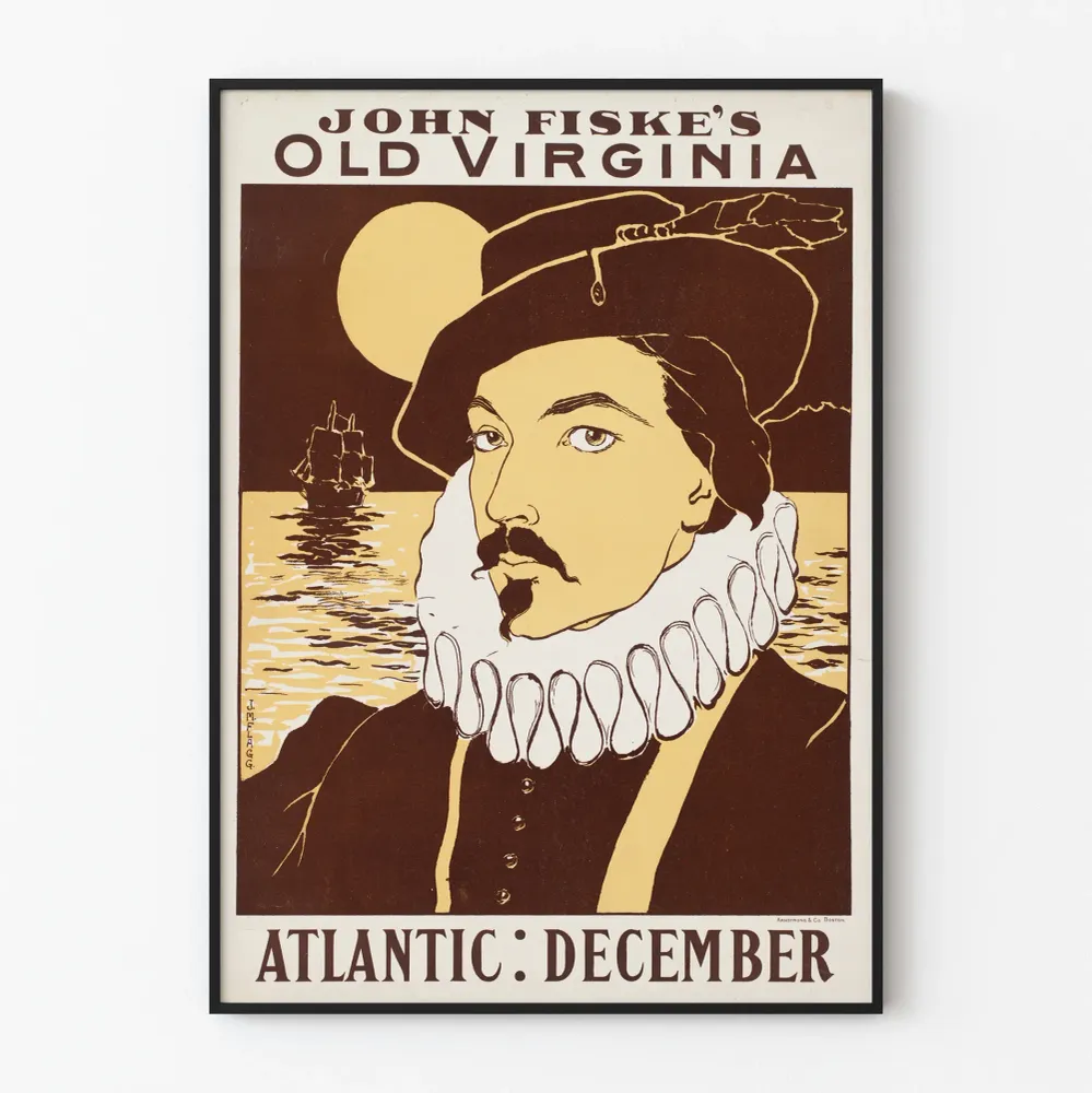 Affiche Vintage John Fiske's Old Virginia Atlantic December