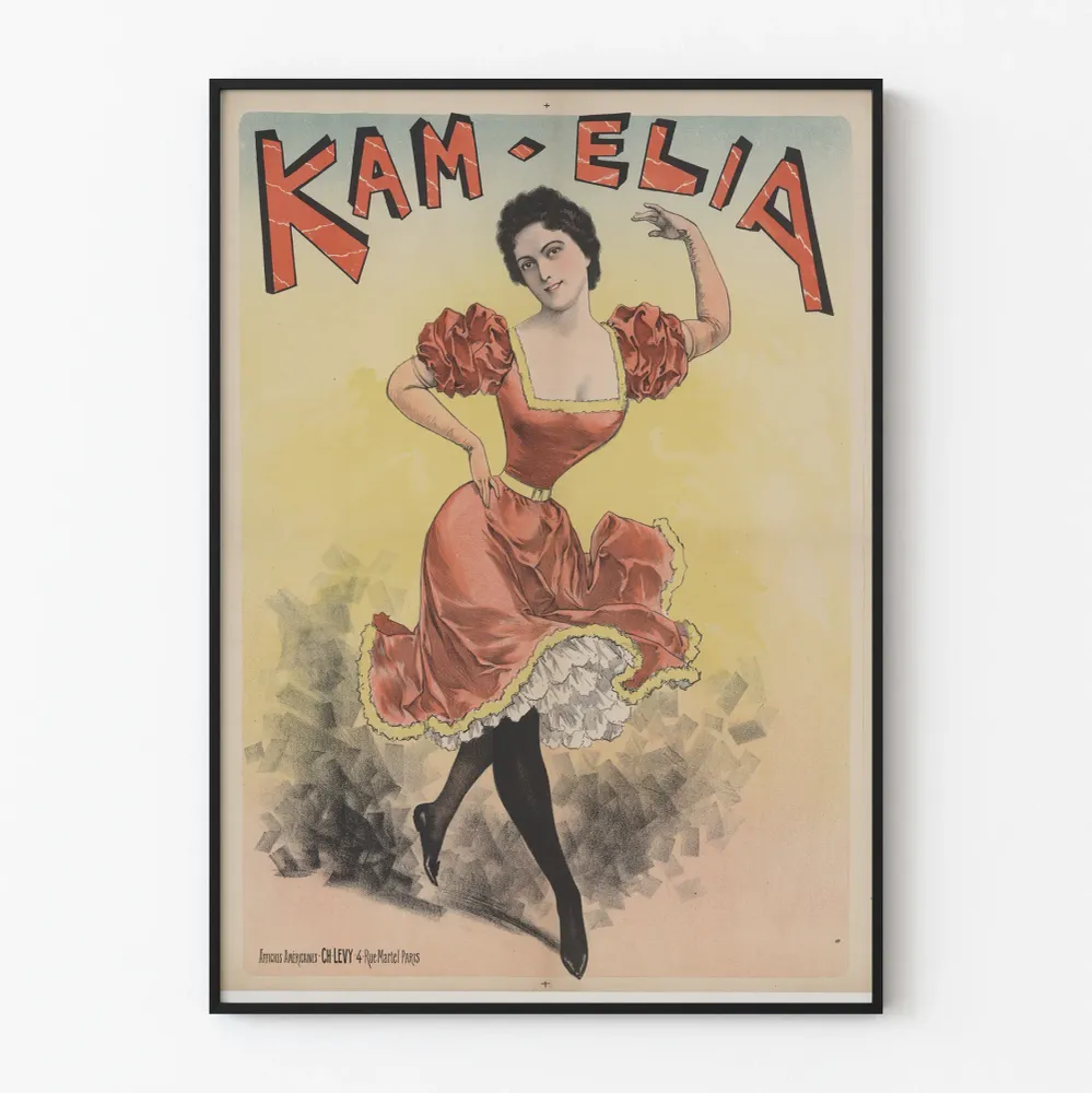 Affiche vintage Kam-Elia danseuse en robe rouge