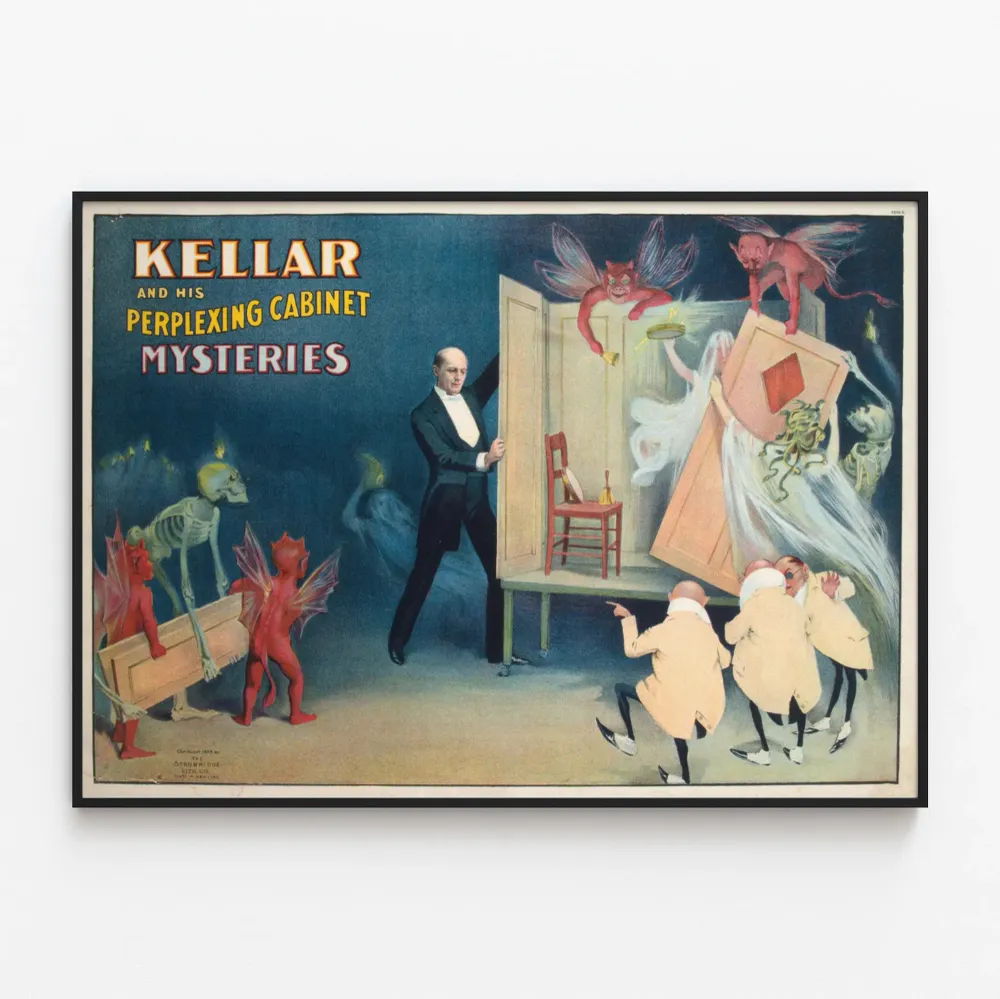Affiche vintage Kellar et ses Mystères du Cabinet Enigmatique