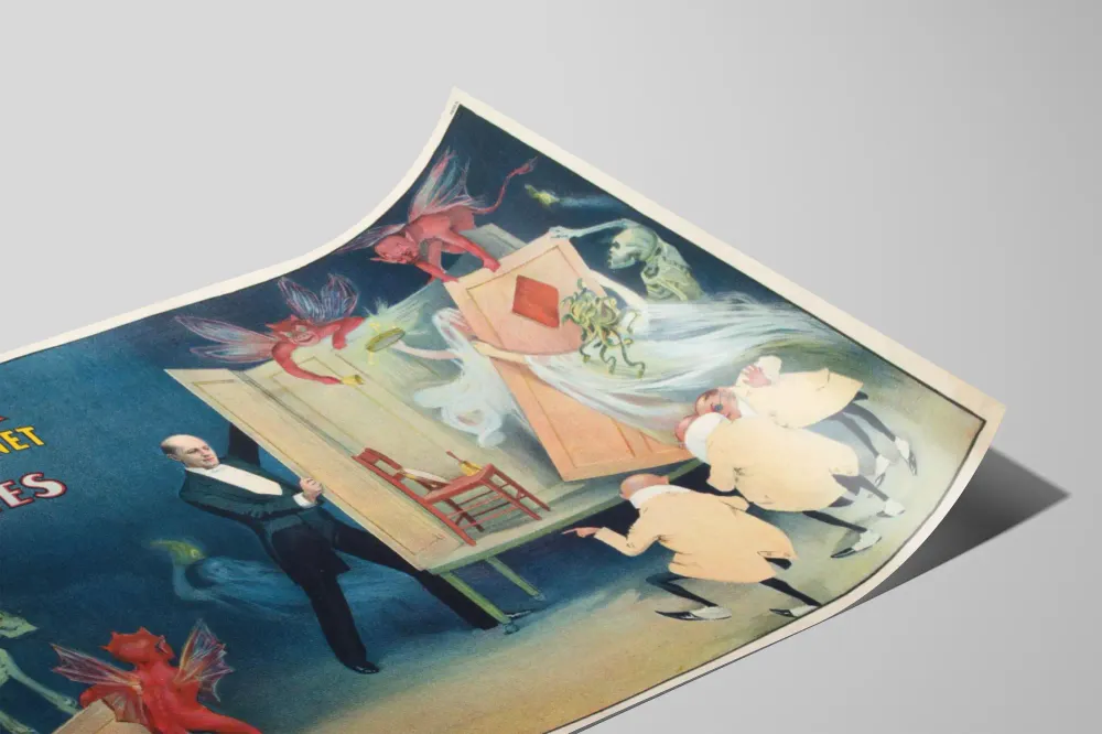 Affiche vintage Kellar et ses Mystères du Cabinet Enigmatique