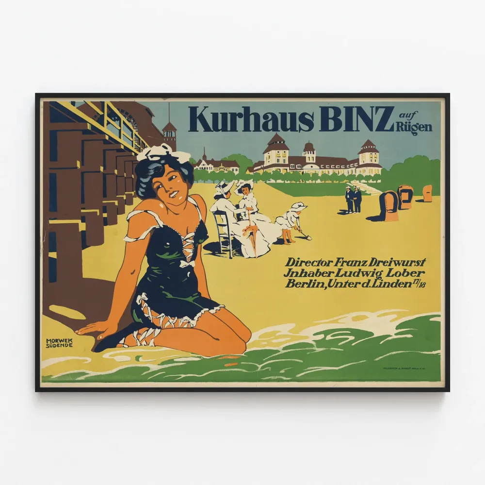 Affiche vintage Kurhaus Binz sur Rügen – Décoration murale rétro
