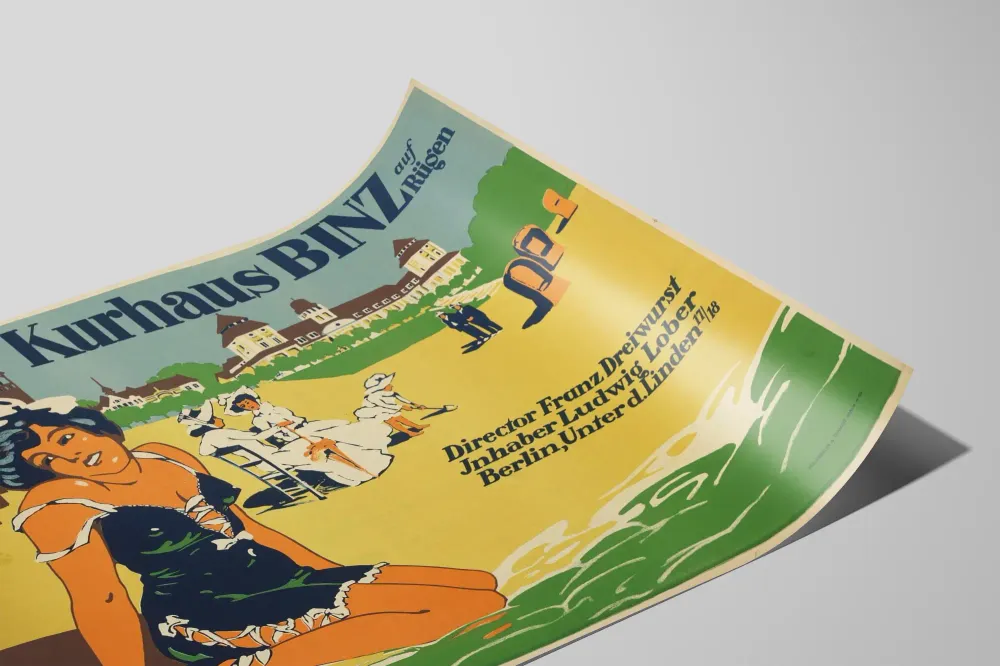 Affiche vintage Kurhaus Binz sur Rügen – Décoration murale rétro