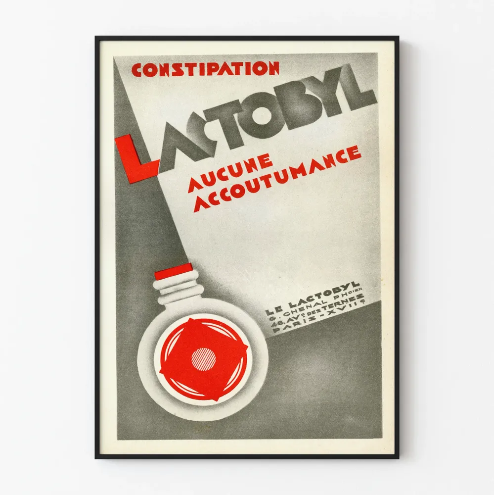 Affiche vintage Lactobyl contre la constipation