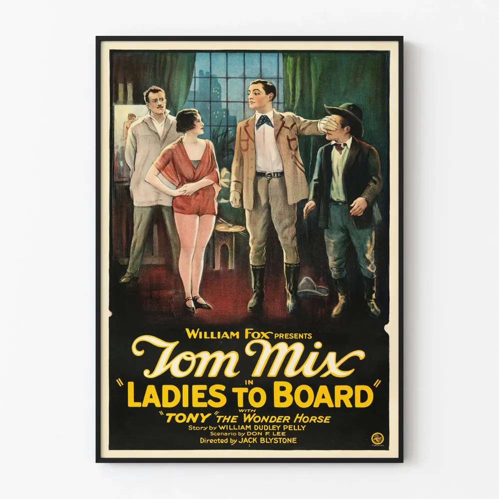 Affiche vintage Ladies to Board, film avec Tom Mix
