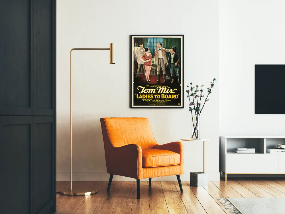 Affiche vintage Ladies to Board, film avec Tom Mix