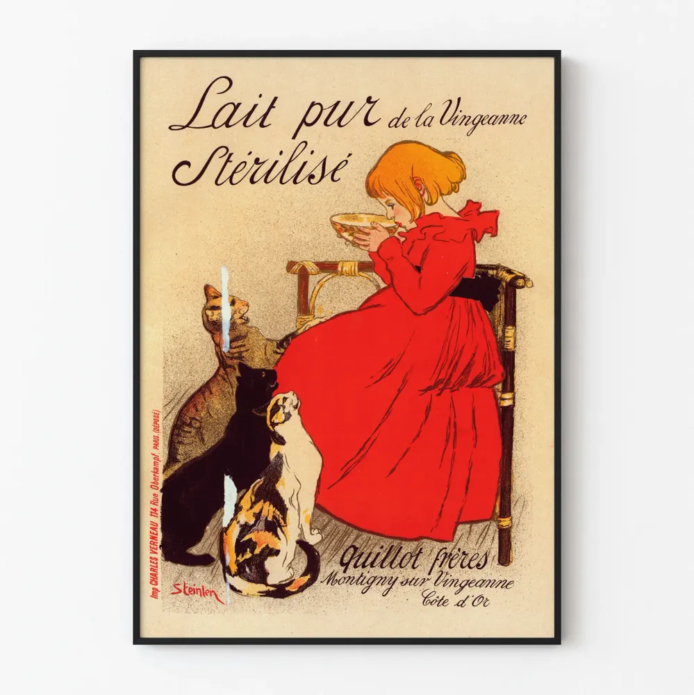 Affiche vintage Lait pur stérilisé de la Vingeanne décoration murale