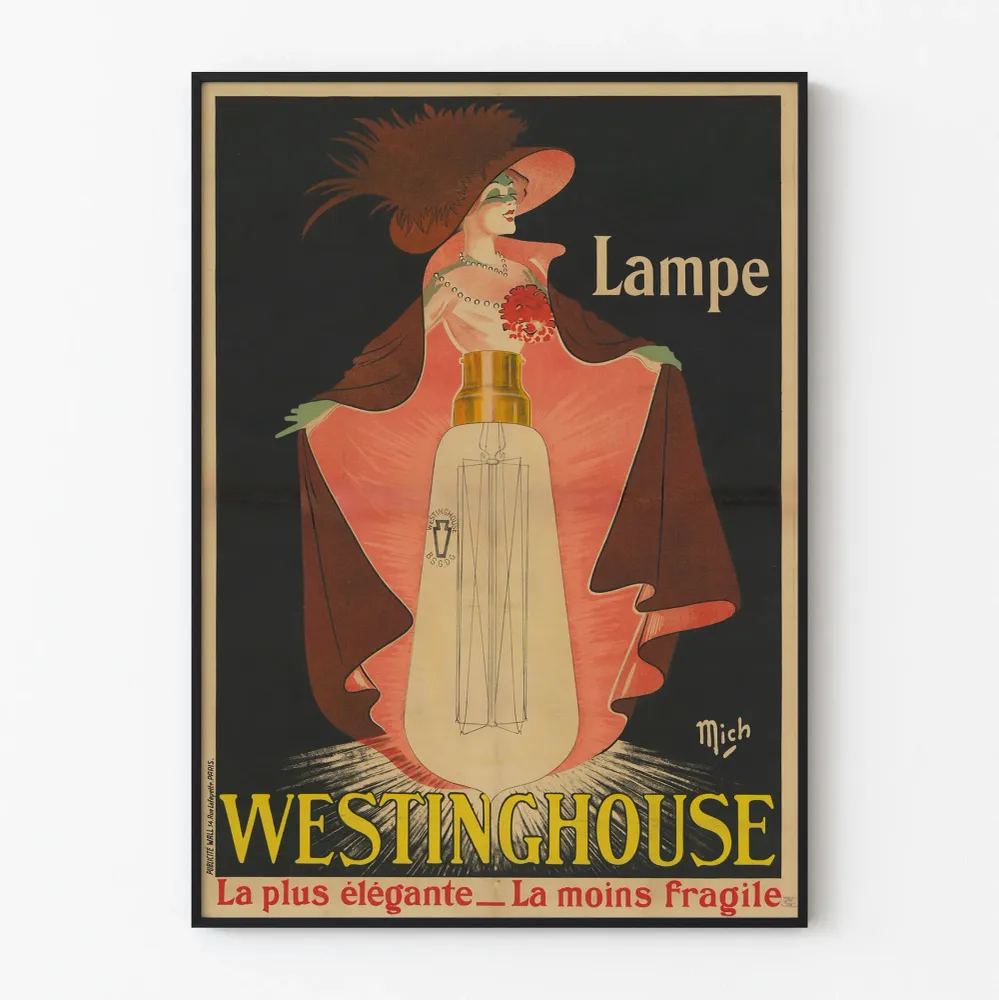 Affiche vintage Lampe Westinghouse style Art déco