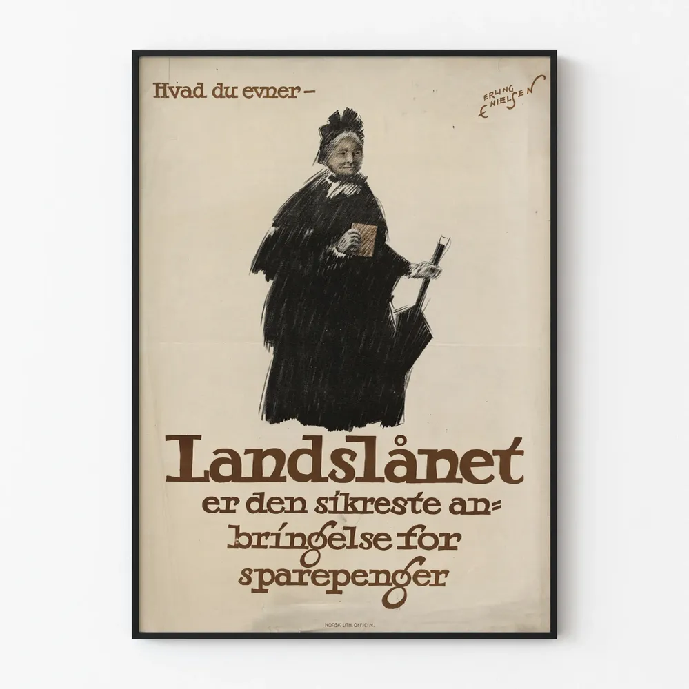 Affiche vintage Landslånet : Sécurisez vos économies avec un style rétro