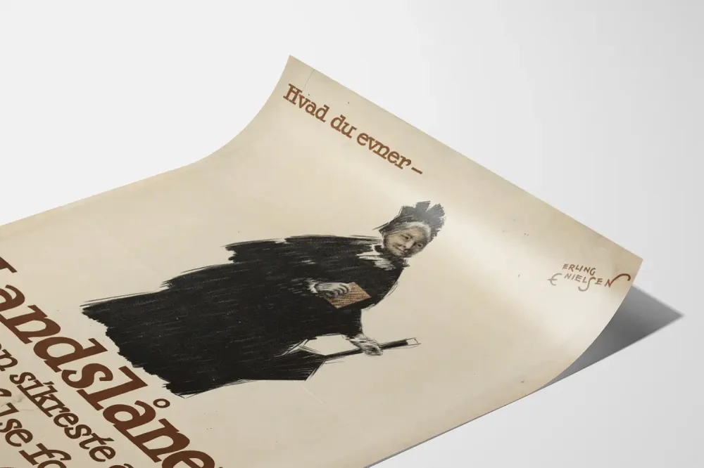 Affiche vintage Landslånet : Sécurisez vos économies avec un style rétro