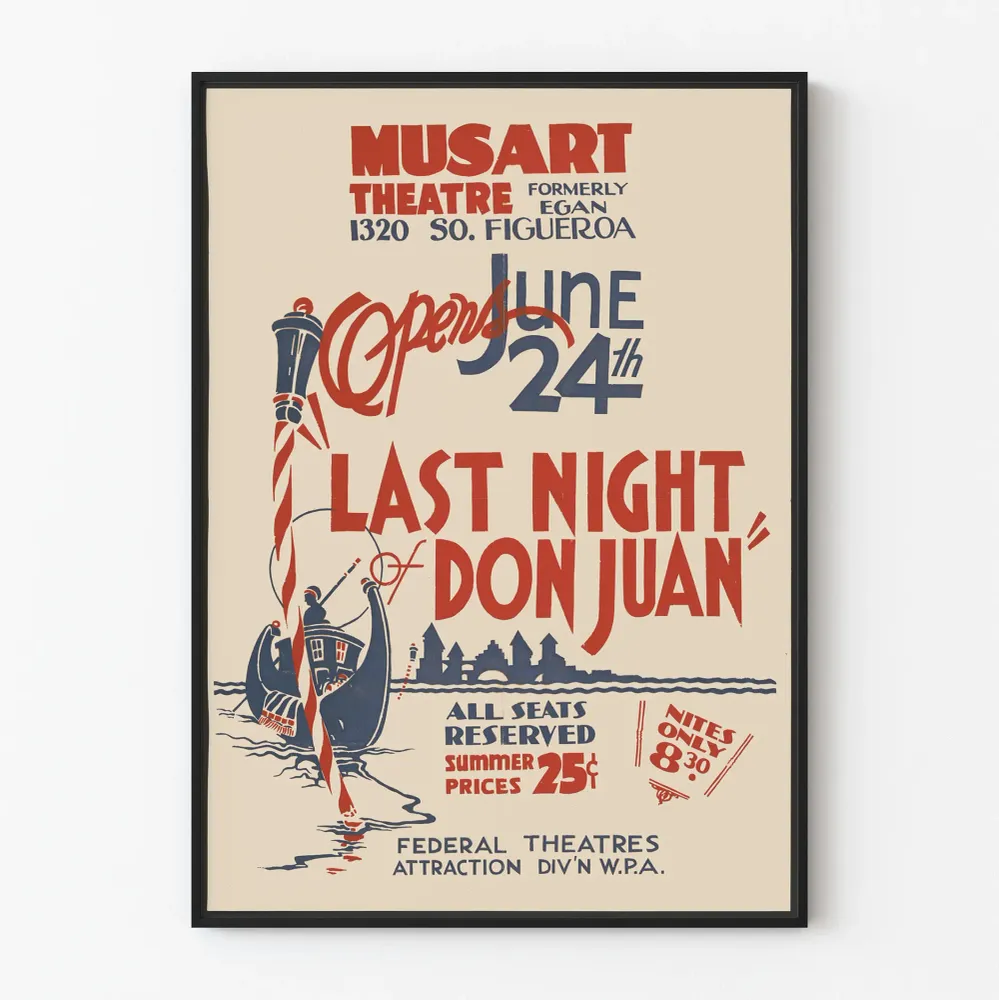Affiche Vintage Last Night Don Juan Theatre Musart