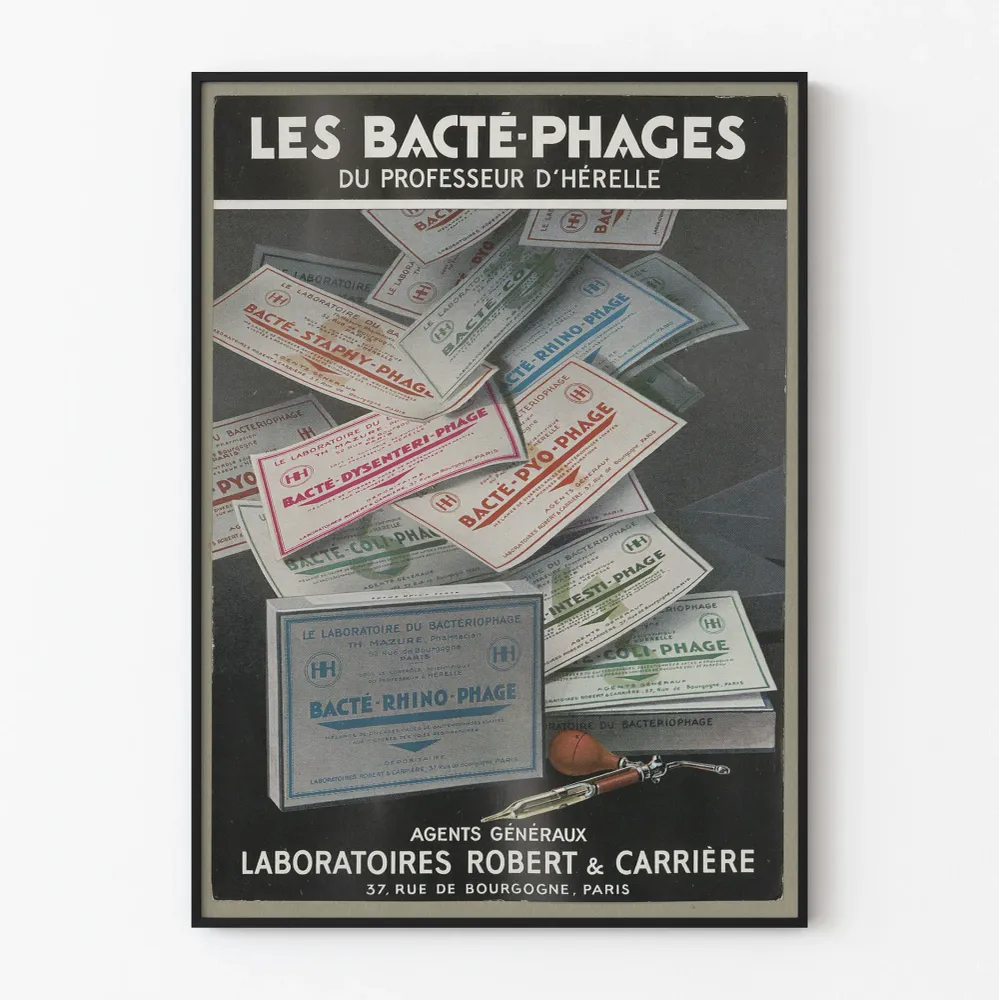 Affiche Vintage Les Bacte-Phages du Professeur d'Hérelle - Décoration Murale Scientifique