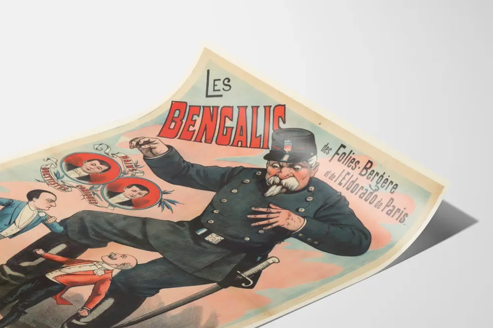 Affiche Vintage Les Bengalis Folies Bergère Paris Décoration Murale