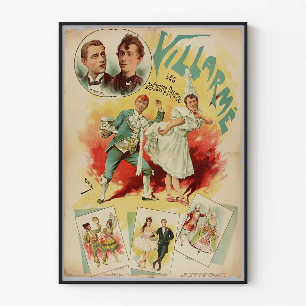 Affiche vintage Les Danseurs Parisiens Villarmé pour décoration murale