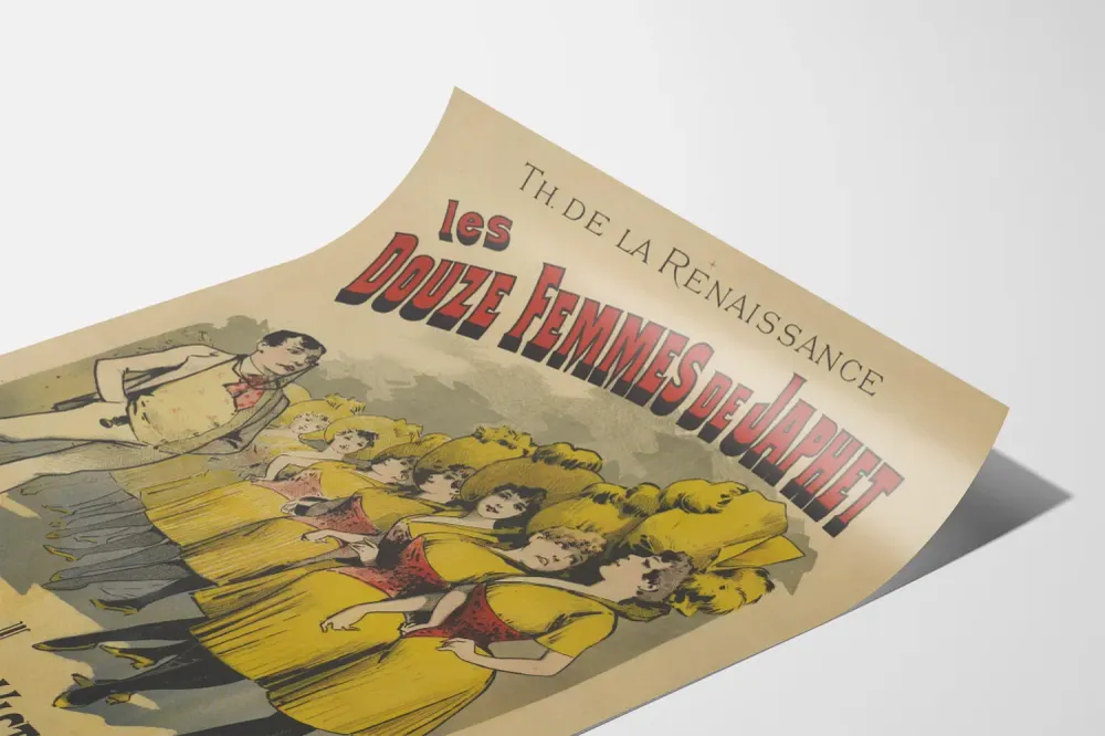 Affiche vintage Les Douze Femmes de Japhet - Décoration murale théâtre Renaissance