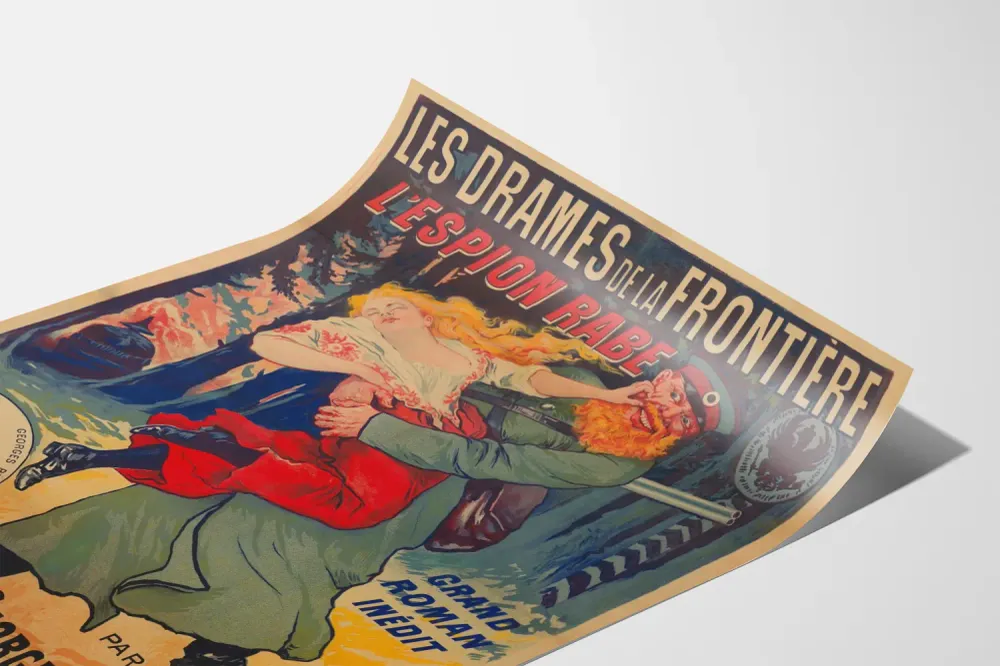 Affiche vintage Les Drames de la Frontière - L'espion Rabe par Georges Pradel