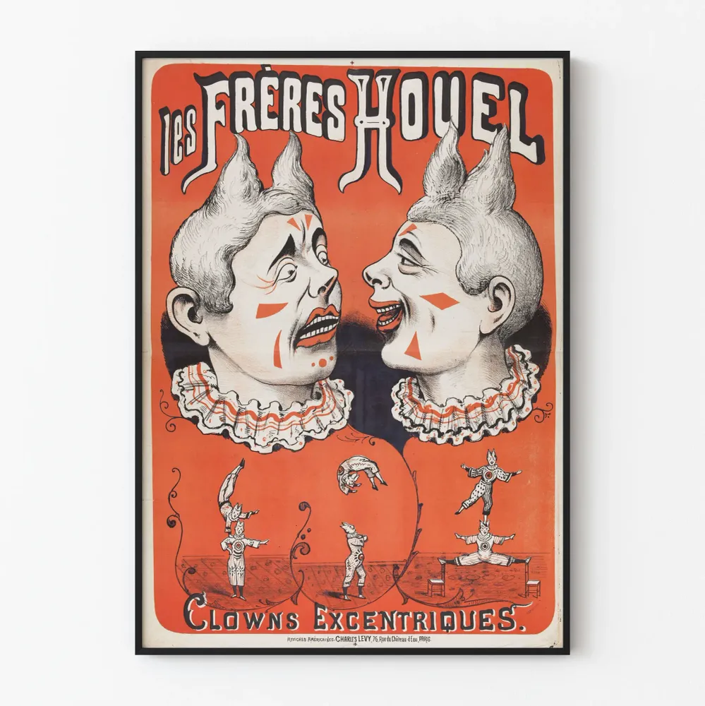 Affiche vintage Les Frères Houel Clowns Excentriques