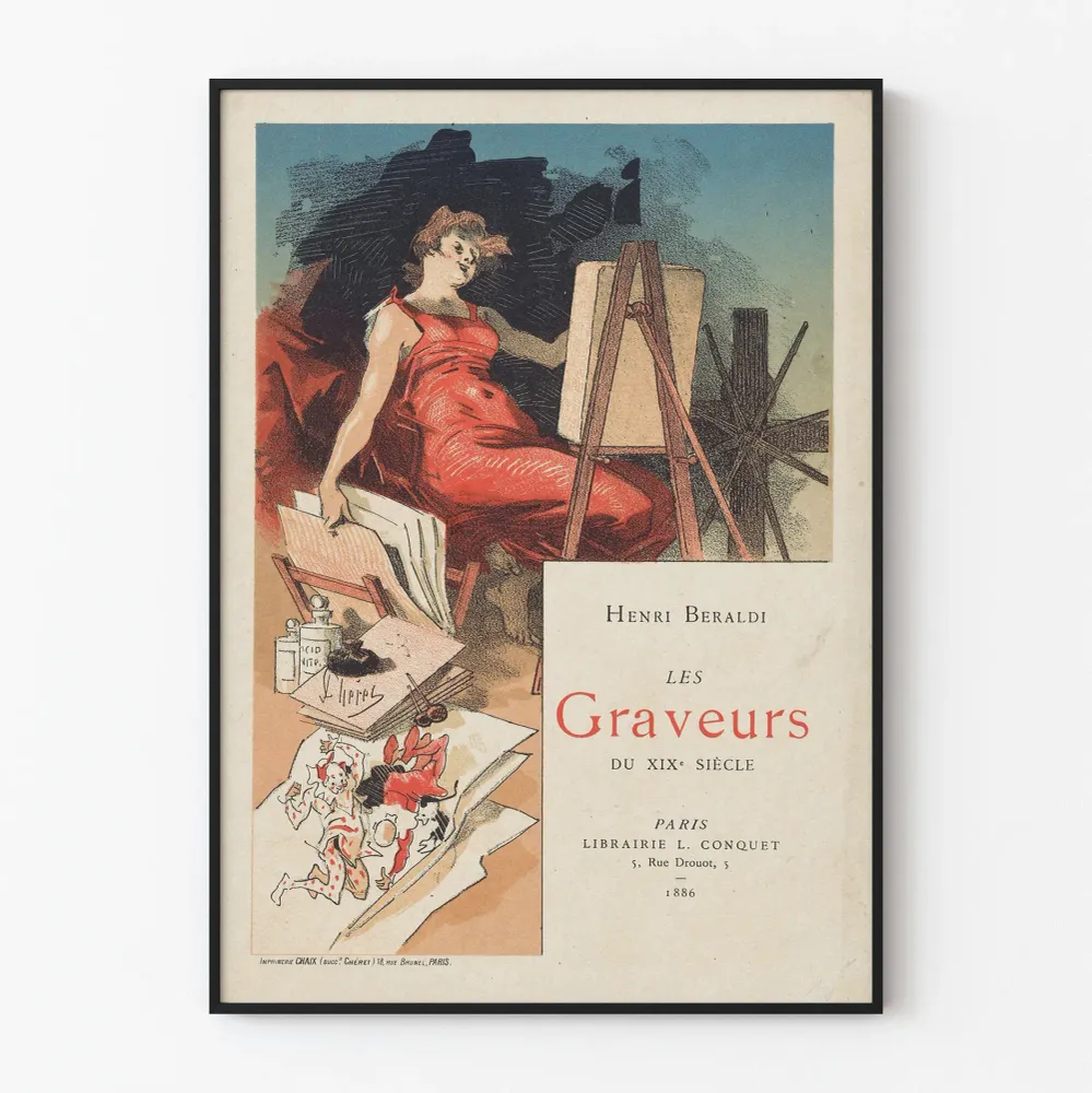 Affiche vintage Les Graveurs du XIXe siècle par Henri Beraldi