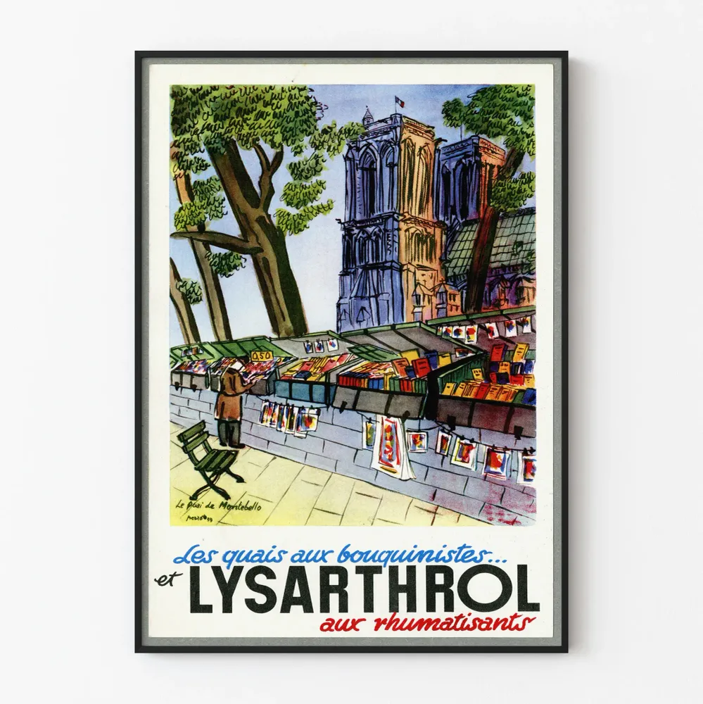 Affiche vintage Les Quais aux Bouquinistes et Lysarthrol