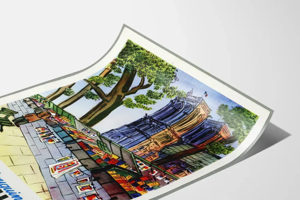 Affiche vintage Les Quais aux Bouquinistes et Lysarthrol