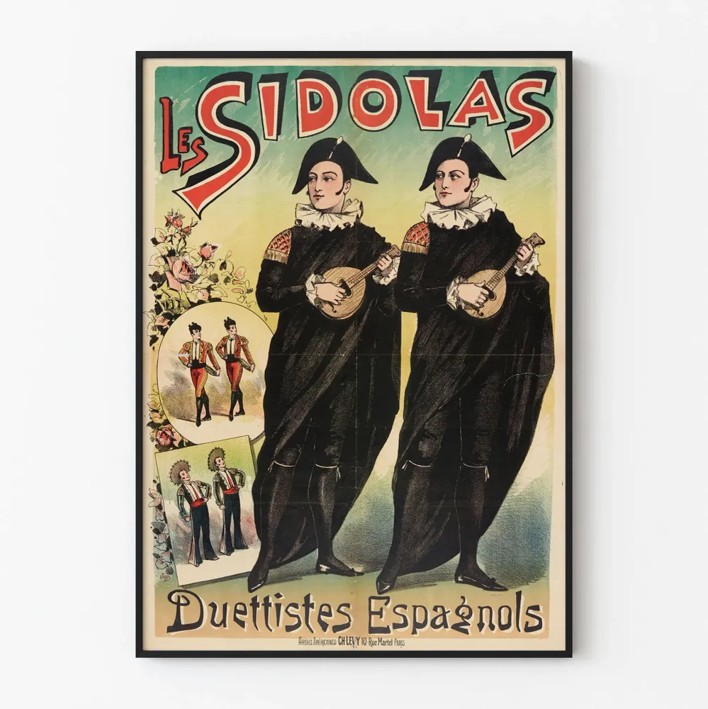 Affiche vintage Les Sidolas Duettistes Espagnols - Décoration murale rétro