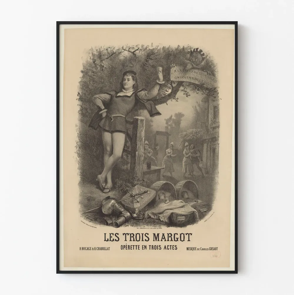 Affiche vintage Les Trois Margot - Décoration murale artiste classique