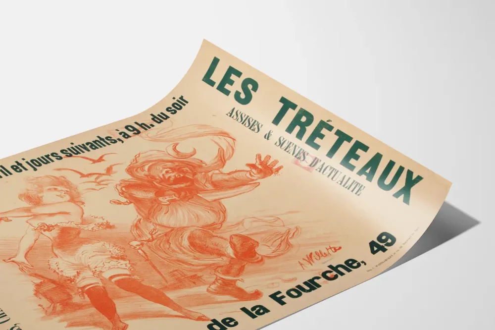 Affiche vintage Les Tréteaux - Scènes d'actualité et poésie théâtrale