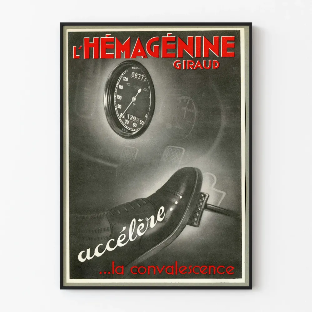 Affiche vintage L'Hémagénine Giraud - Décoration murale rétro automobile