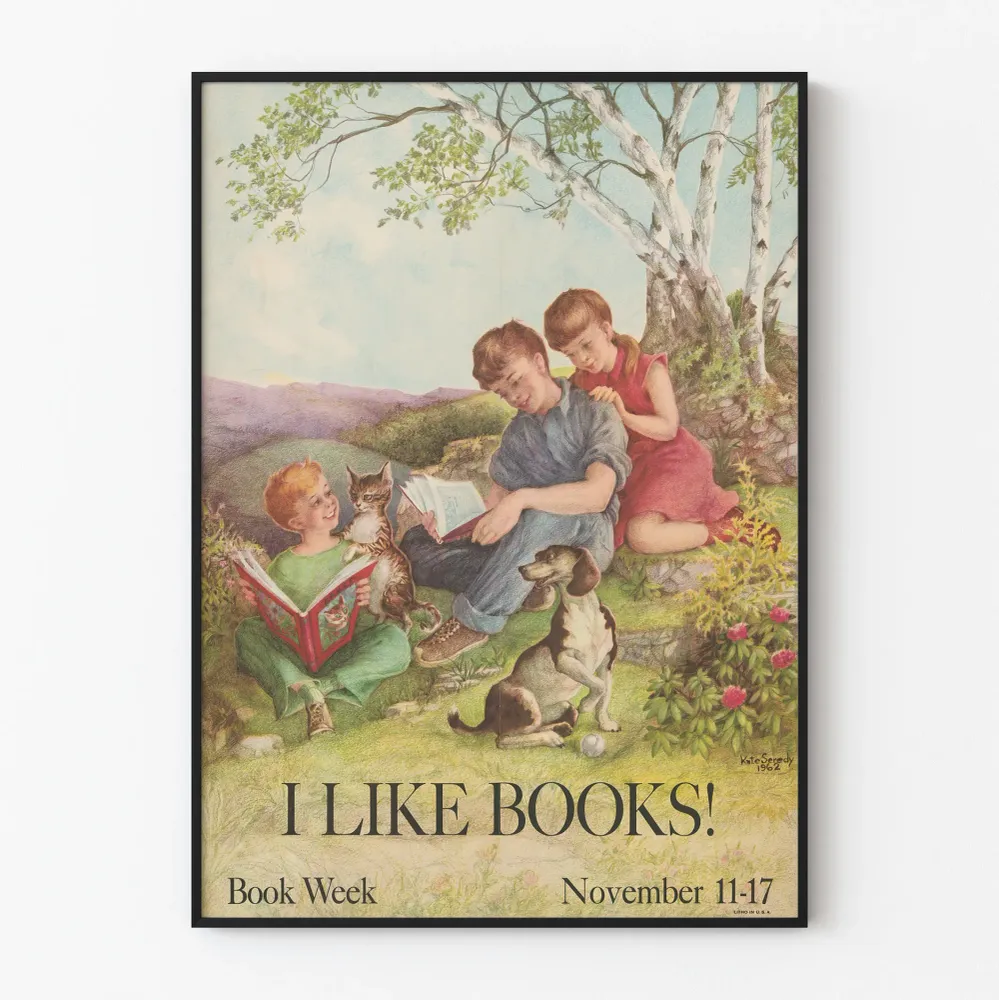 Affiche vintage I Like Books - Semaine du livre novembre