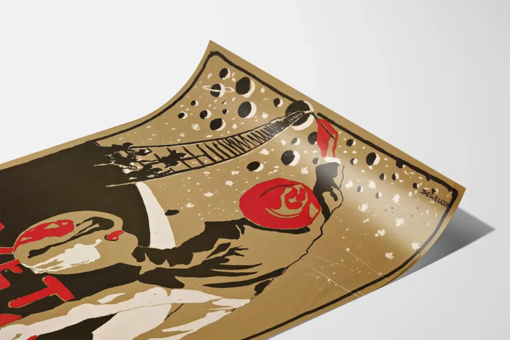 Affiche Vintage 'Livet Paa Mars' au Style Graphique Pictural