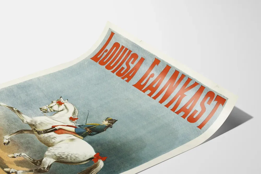 Affiche Vintage Louisa Lankast Équitation et Cheval Blanc