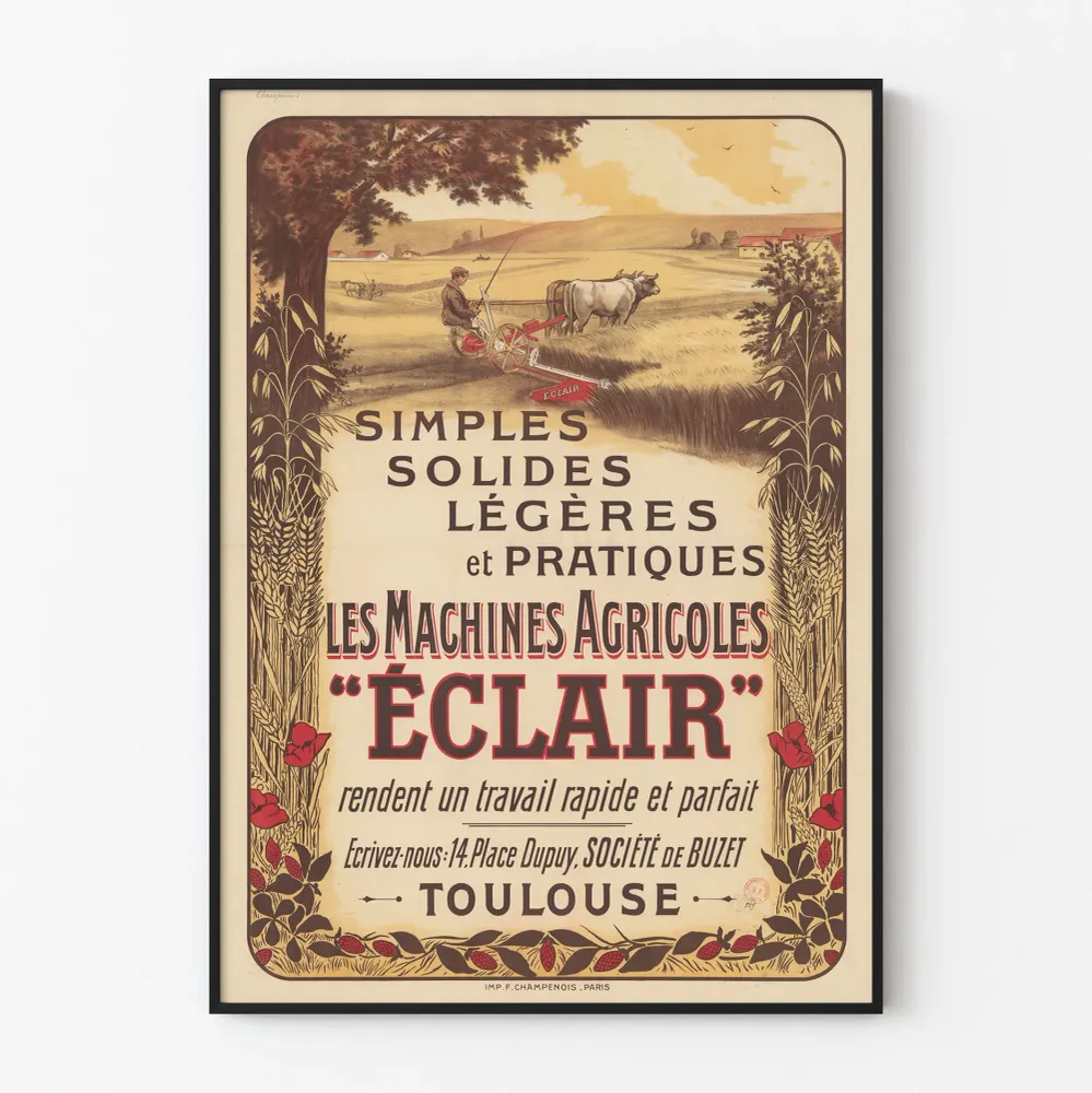 Affiche vintage Machines Agricoles Éclair décoration murale