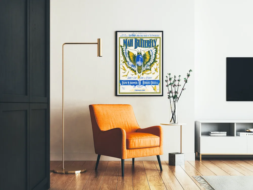 Affiche vintage Mah Butterfly pour décoration murale