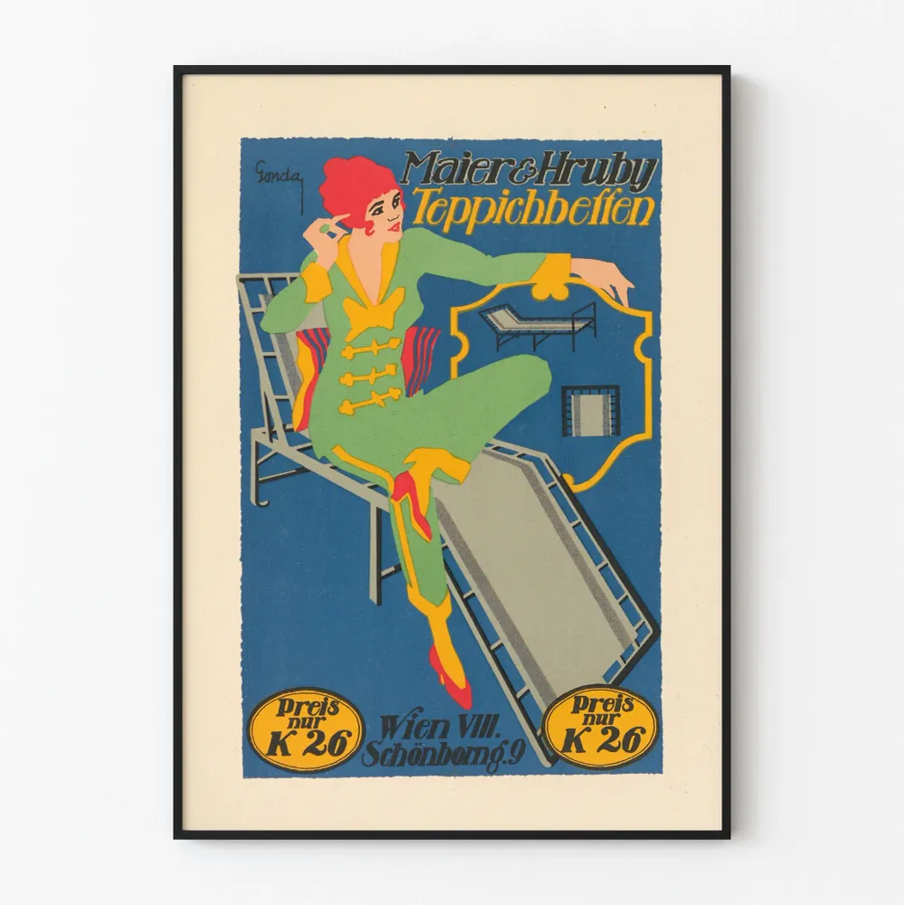 Affiche vintage Maier & Hruby pour mobilier Teppichbetten