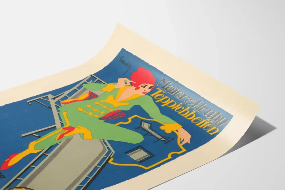 Affiche vintage Maier & Hruby pour mobilier Teppichbetten