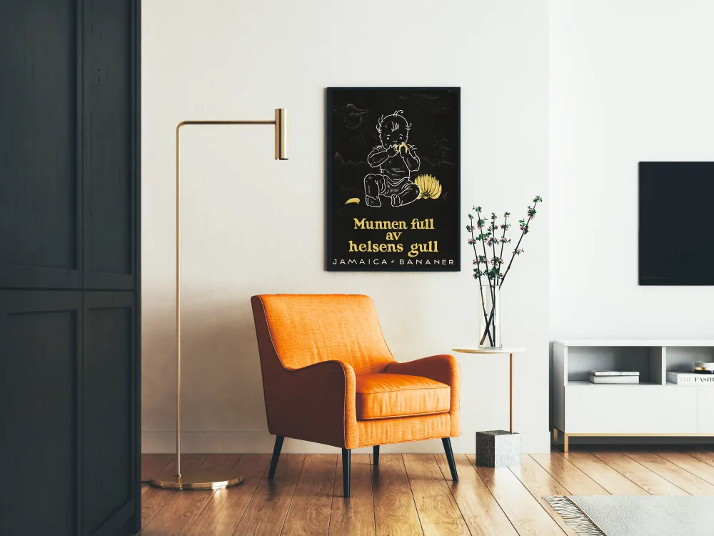 Affiche vintage bébé mangeant une banane Jamaïcaine