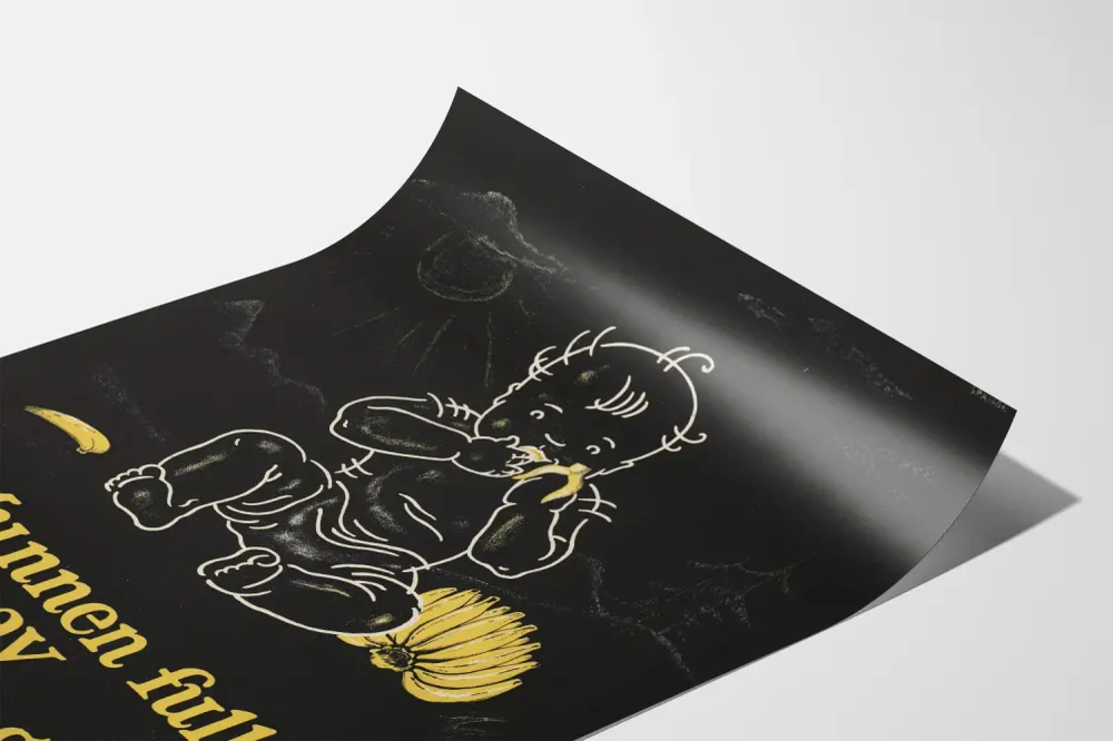 Affiche vintage bébé mangeant une banane Jamaïcaine
