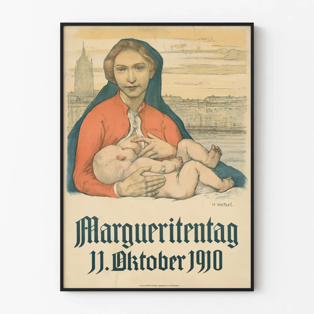 Affiche vintage Margueritentag 1910 - Décoration murale maternité