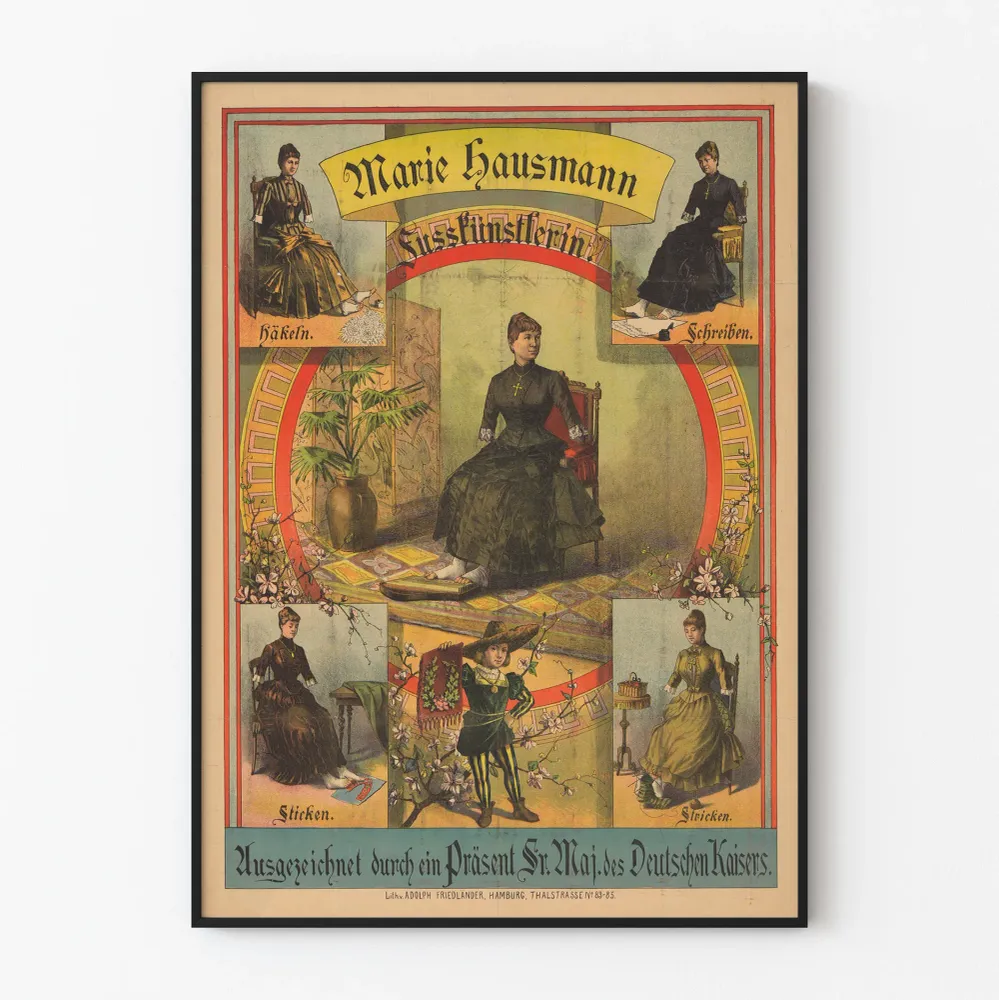 Affiche vintage Marie Hausmann, artiste d'art au pied