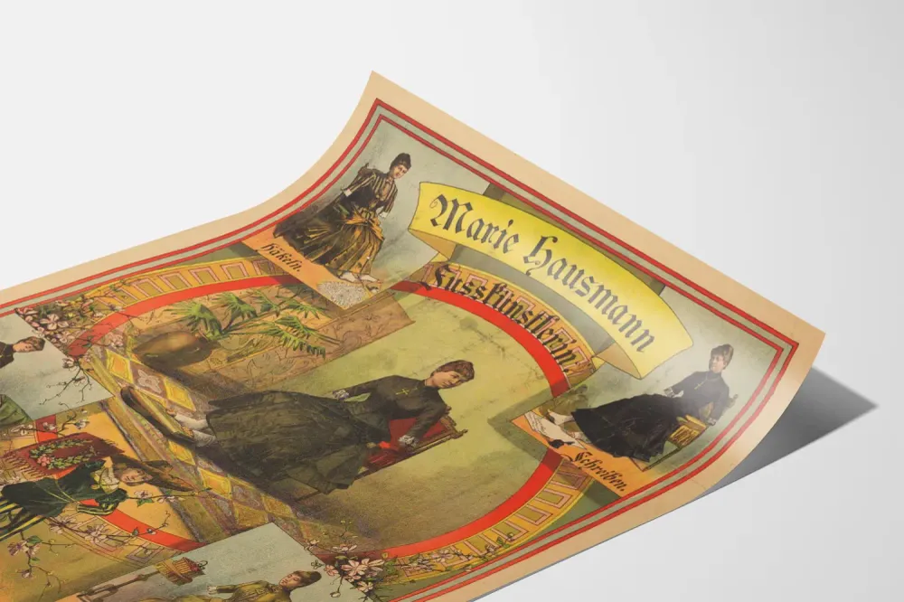 Affiche vintage Marie Hausmann, artiste d'art au pied