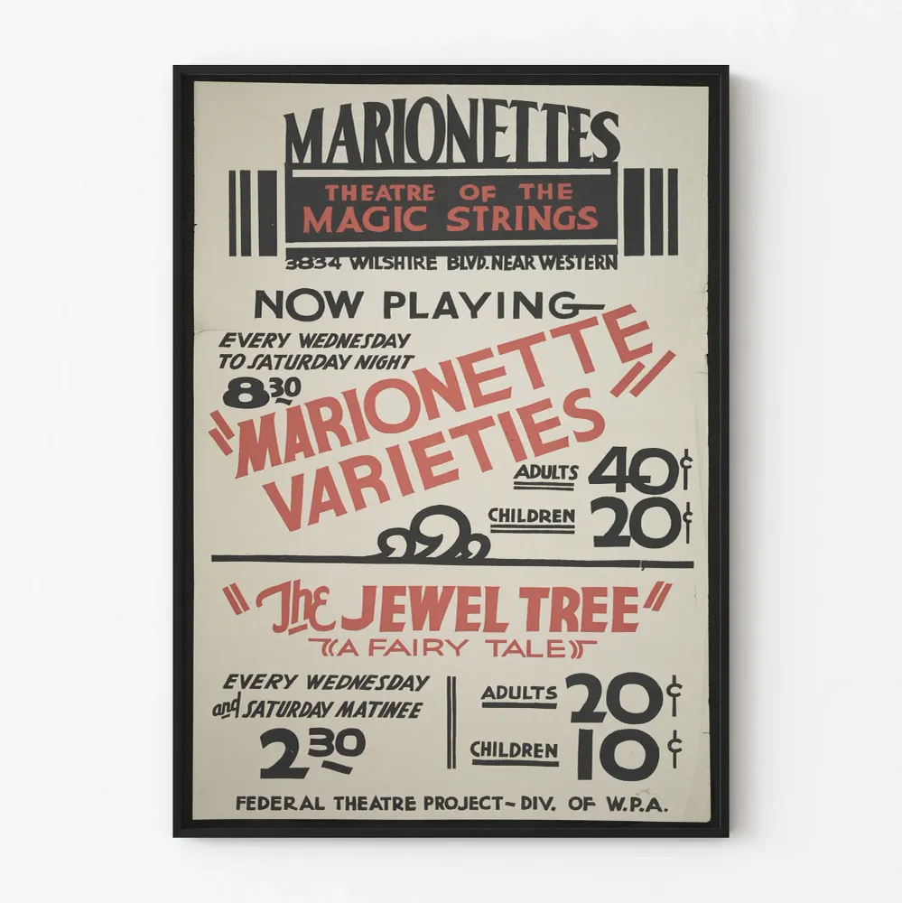 Affiche vintage Marionettes Varieties - Théâtre de marionnettes