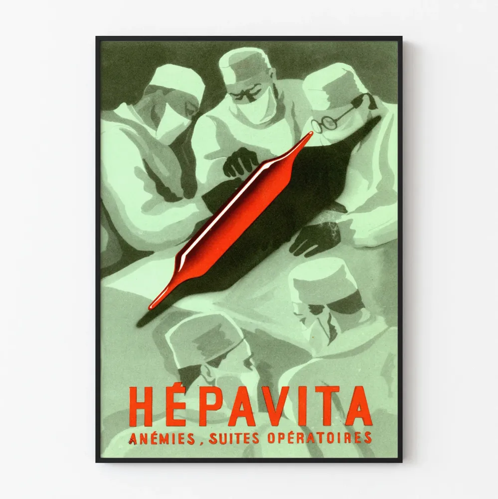 Affiche vintage médicale Hepavita – Décoration murale santé et chirurgie