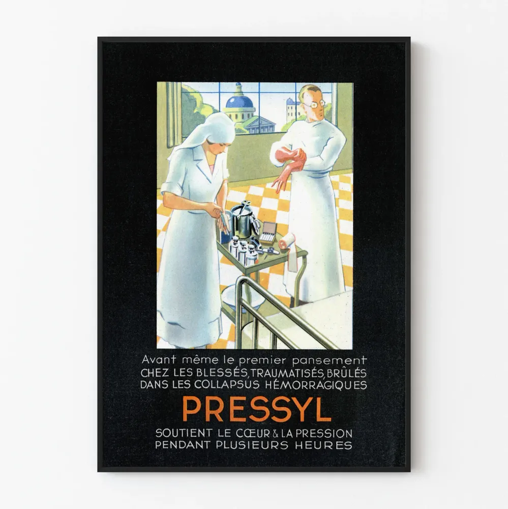 Affiche vintage médicale PRESSYL pour décoration murale Artem Legrand