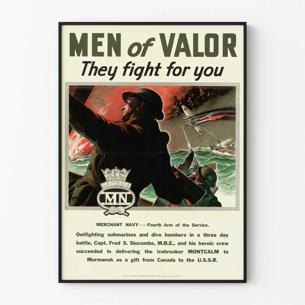 Affiche vintage Men Valor - Poster décoration murale militaire