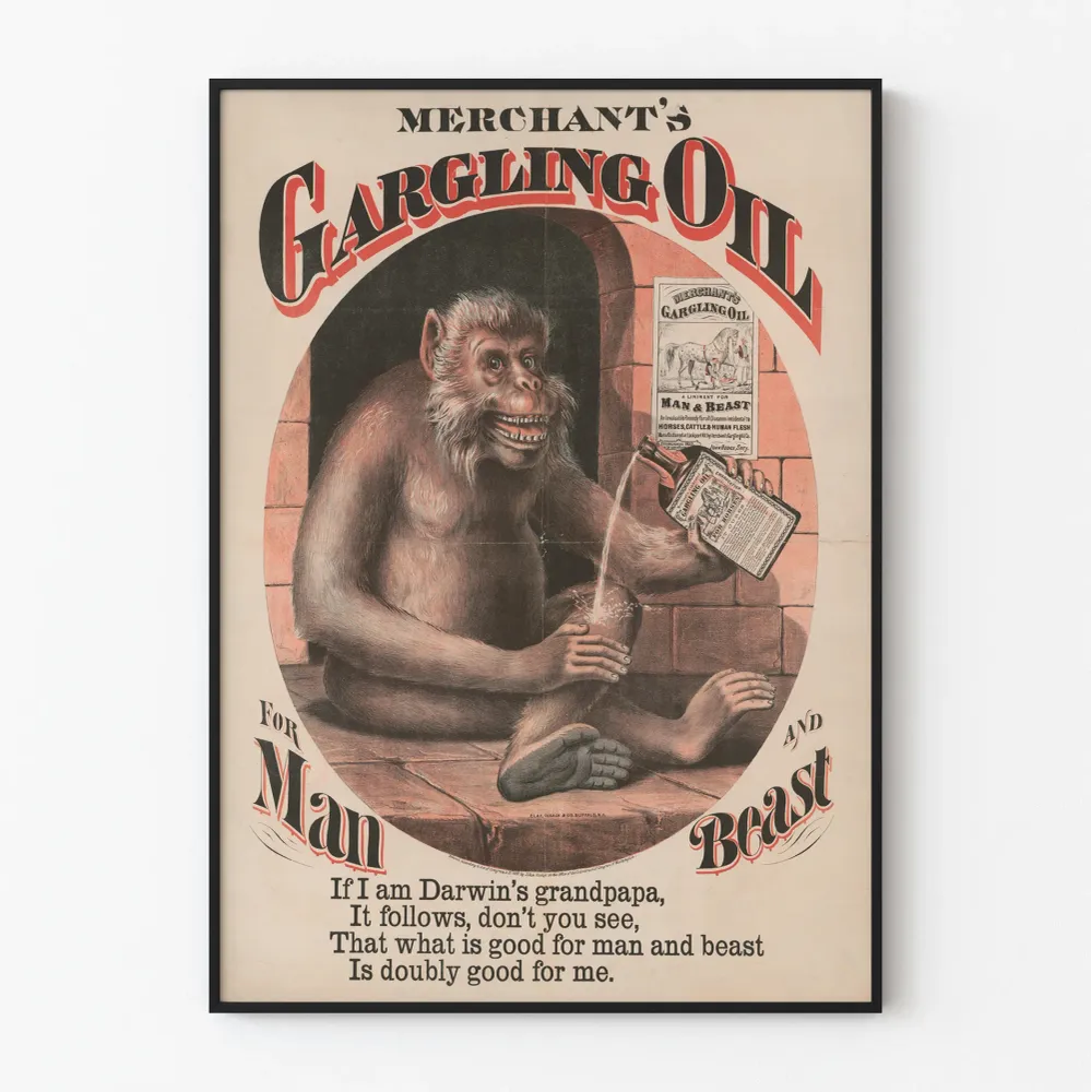 Affiche vintage Merchant's Gargling Oil pour décoration murale