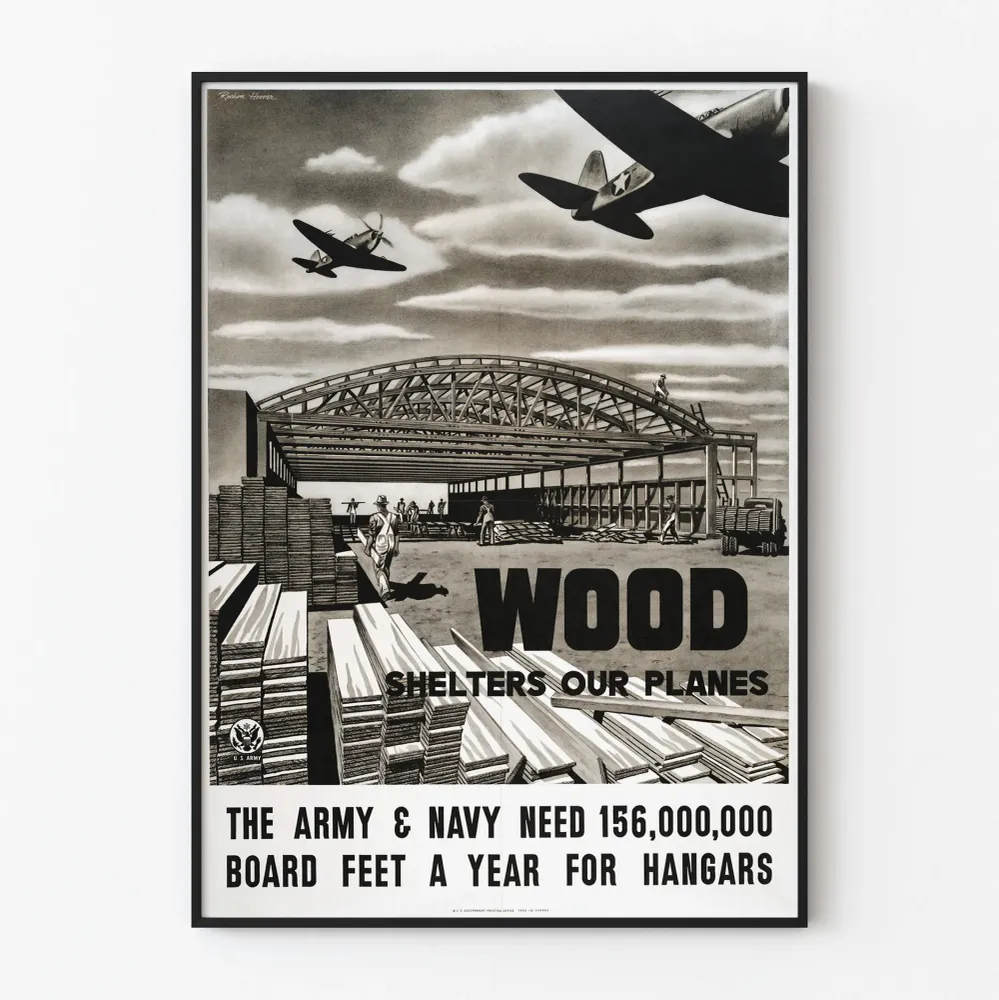 Affiche Vintage Militaire - Abri en Bois pour Avions
