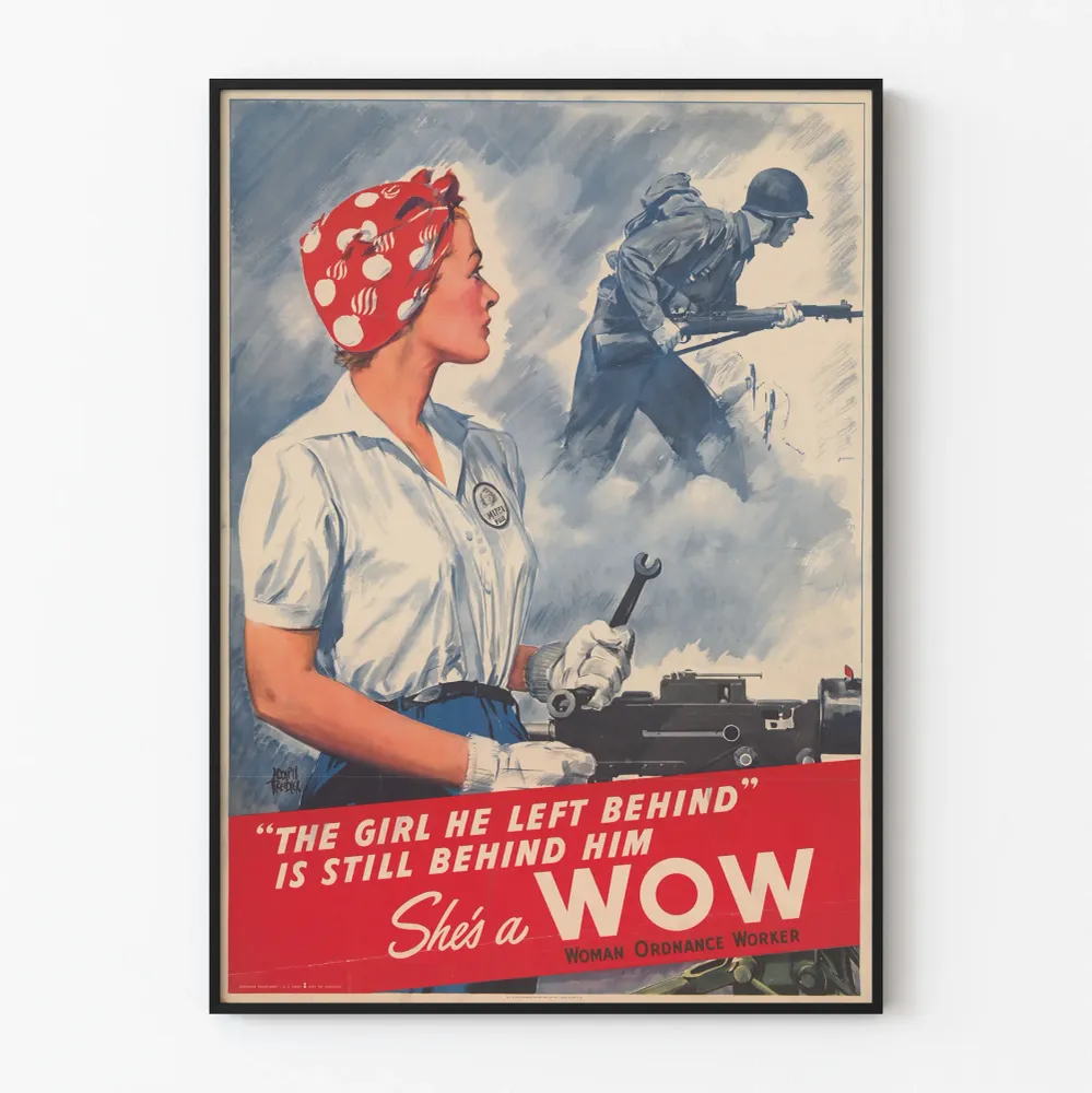Affiche Vintage Militaire Femme Ouvrière - Girl He Left Behind