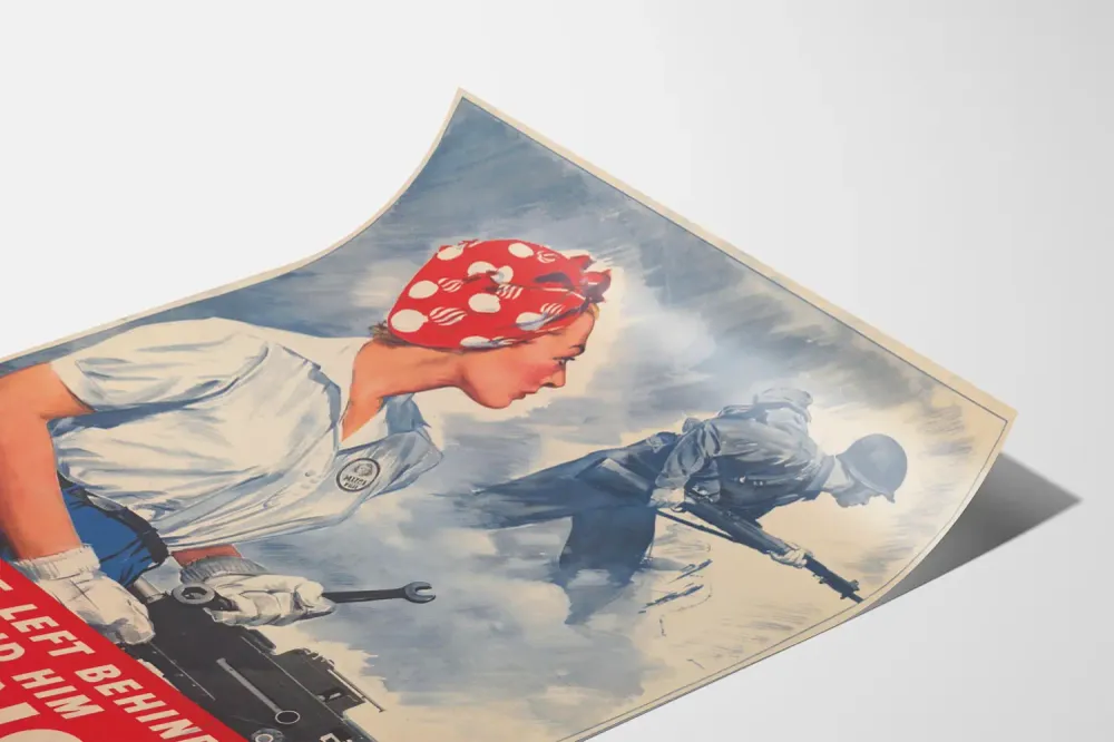 Affiche Vintage Militaire Femme Ouvrière - Girl He Left Behind
